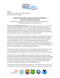 Sustain Our Great Lakes Program Announces $12 Million in Grants