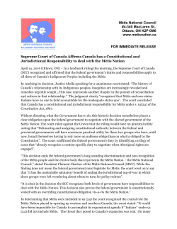M&eacute;tis National Council press release