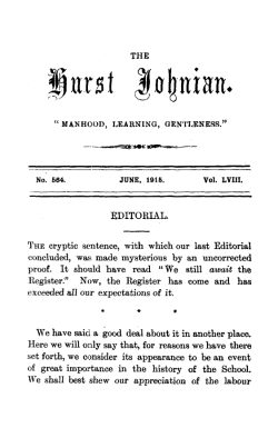 EDITORIAL. THE cryptic sentence, with which our last Editorial