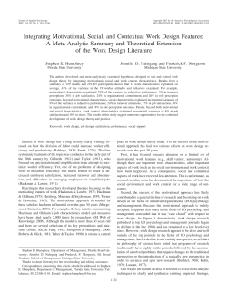 Integrating Motivational, Social, and Contextual Work Design Features