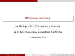 Behavioral Screening - Competition Commission