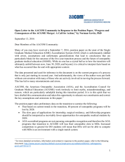 Open Letter to the AACOM Community in Response to the Position