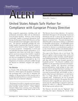 United States Adopts Safe Harbor for Compliance with European