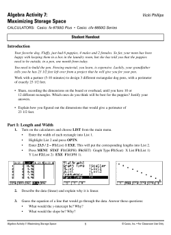 Algebra Activity 7: Maximizing Storage Space