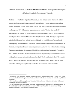 1 &ldquo;Mimi ni Mtanzania1&rdquo;: An Analysis of Post-Colonial