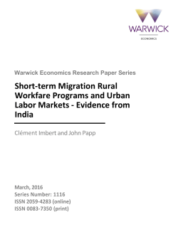 Short-term Migration Rural Workfare Programs and Urban Labor