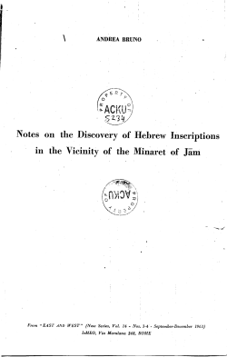 Notes on the Discovery of Hebrew Inscriptions in the