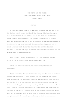 THE PRINCE AND THE PAUPER A TALE FOR YOUNG PEOPLE OF