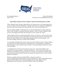 Andy Meisner NewDEAL Press Release