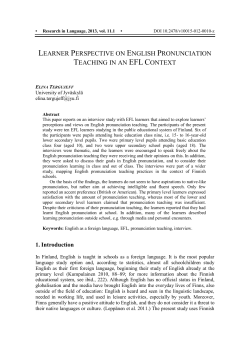 LEARNER PERSPECTIVE ON ENGLISH PRONUNCIATION