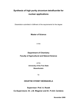 Synthesis of high purity zirconium tetrafluoride for nuclear applications