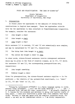 Studies in African Linguistics 259 Volume 3, Number 2, August 1972
