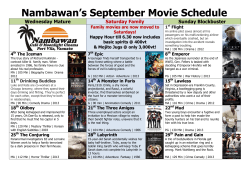 Nambawan`s September Movie Schedule