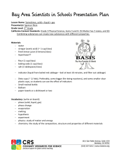 Bay Area Scientists in Schools Presentation Plan