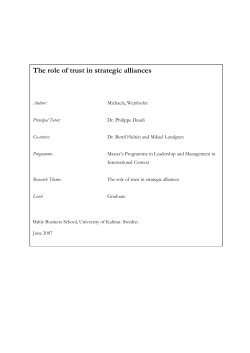 The role of trust in strategic alliances