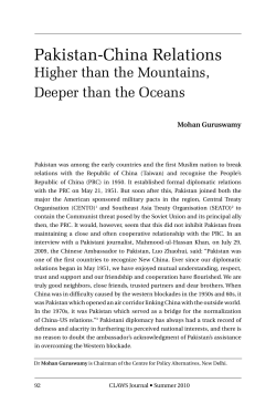 Pakistan-China Relations: Higher than the Mountains, Deeper than