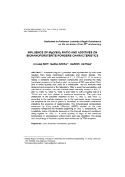 INFLUENCE OF MgO/SiO2 RATIO AND ADDITIVES ON
