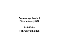 Protein synthesis II Biochemistry 302