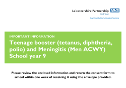 Teenage booster (tetanus, diphtheria, polio) and Meningitis (Men