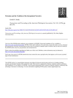 Petronius and the Tradition of the Interpolated Narrative Gerald N