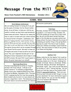 Message from the Mill - Puckett`s Mill Elementary School