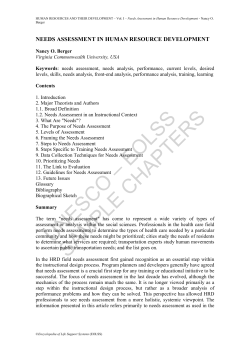 Needs Assessment in Human Resource Development