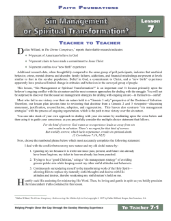 Sin Management or Spiritual Transformation