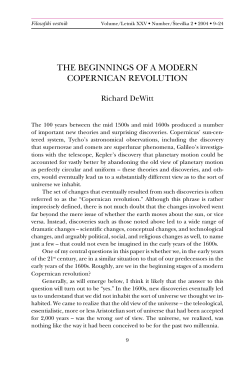 THE BEGINNINGS OF A MODERN COPERNICAN REVOLUTION