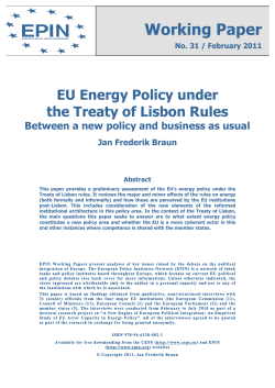 EU Energy Policy under the Treaty of Lisbon Rules