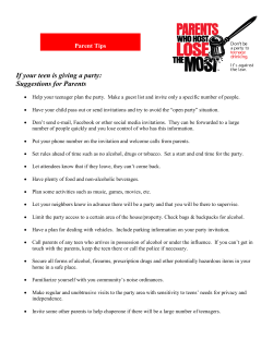 If your teen is giving a party: Suggestions for Parents
