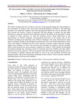 This article examines the fate of widows survivorsi of the genocide