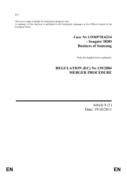 Case No COMP/M.6214 - Seagate/ HDD Business of Samsung
