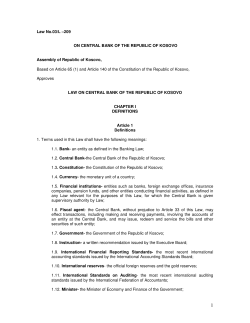 Law on Central Bank Of The Republic Of Kosovo
