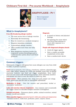 Childcare First Aid &ndash; Pre-course Workbook &ndash; Anaphylaxis