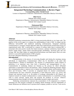Integrated Marketing Communication: A Review Paper