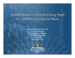 Ammonia Use In Central Chilling Plant for Comfort Cooling and
