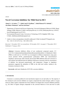 Novel Corrosion Inhibitor for Mild Steel in HCl