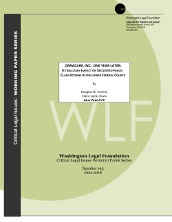 Omnicare, Inc. One Year Later - the Washington Legal Foundation