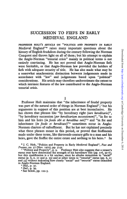 SUCCESSION TO FIEFS IN EARLY MEDIEVAL ENGLAND