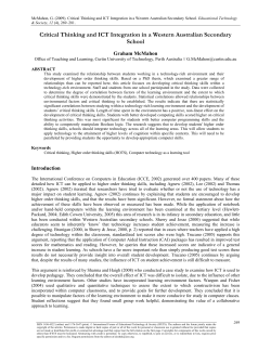 Critical Thinking and ICT Integration in a Western Australian