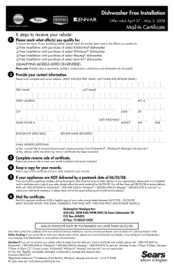 Dishwasher Free Installation Mail-In Certificate