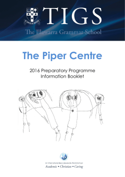 The Piper Centre Information Booklet 2016