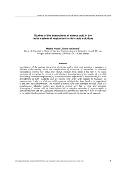 Studies of the interactions of nitrous acid in the redox