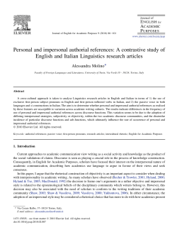 Personal and impersonal authorial references: A