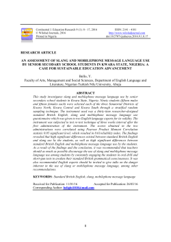 8 RESEARCH ARTICLE AN ASSESSMENT OF SLANG AND