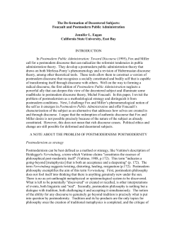 The De-formation of Decentered Subjects: Foucault and Postmodern