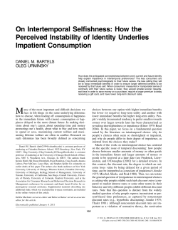 On Intertemporal Selfishness: How the Perceived Instability of