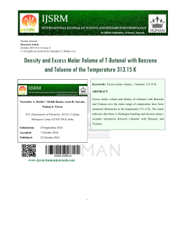 Density and Excess Molar Volume of T