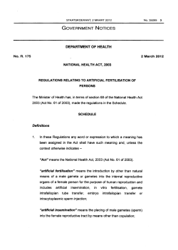 Artificial fertilisation of persons
