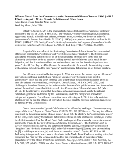 Offenses Moved from the Commentary to the Enumerated